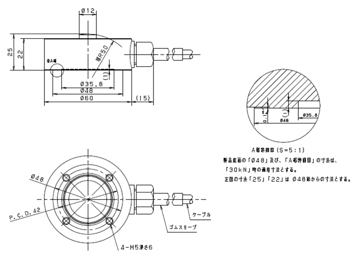 TC-AR(T)☐☐KN-G6　20kN - 30kN 外形寸法図